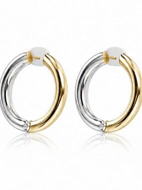 On 34th Two-Tone Silver & Gold Hoop Earrings - NWT